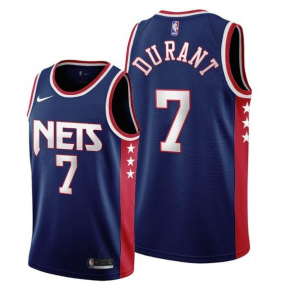 Men's Brooklyn Nets #7 Kevin Durant 2021/22 Swingman Navy City Edition 75th Anniversary Stitched Basketball Jersey